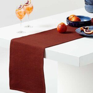 NIP! Crate & Barrel Aspen Red Ocher 90" Cotton Table Runner
